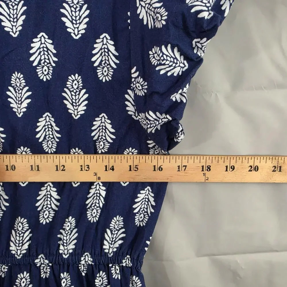 J.Crew Dress 10 Factory Willa Midi in Navy White Floral Midi Ruffle Sundress